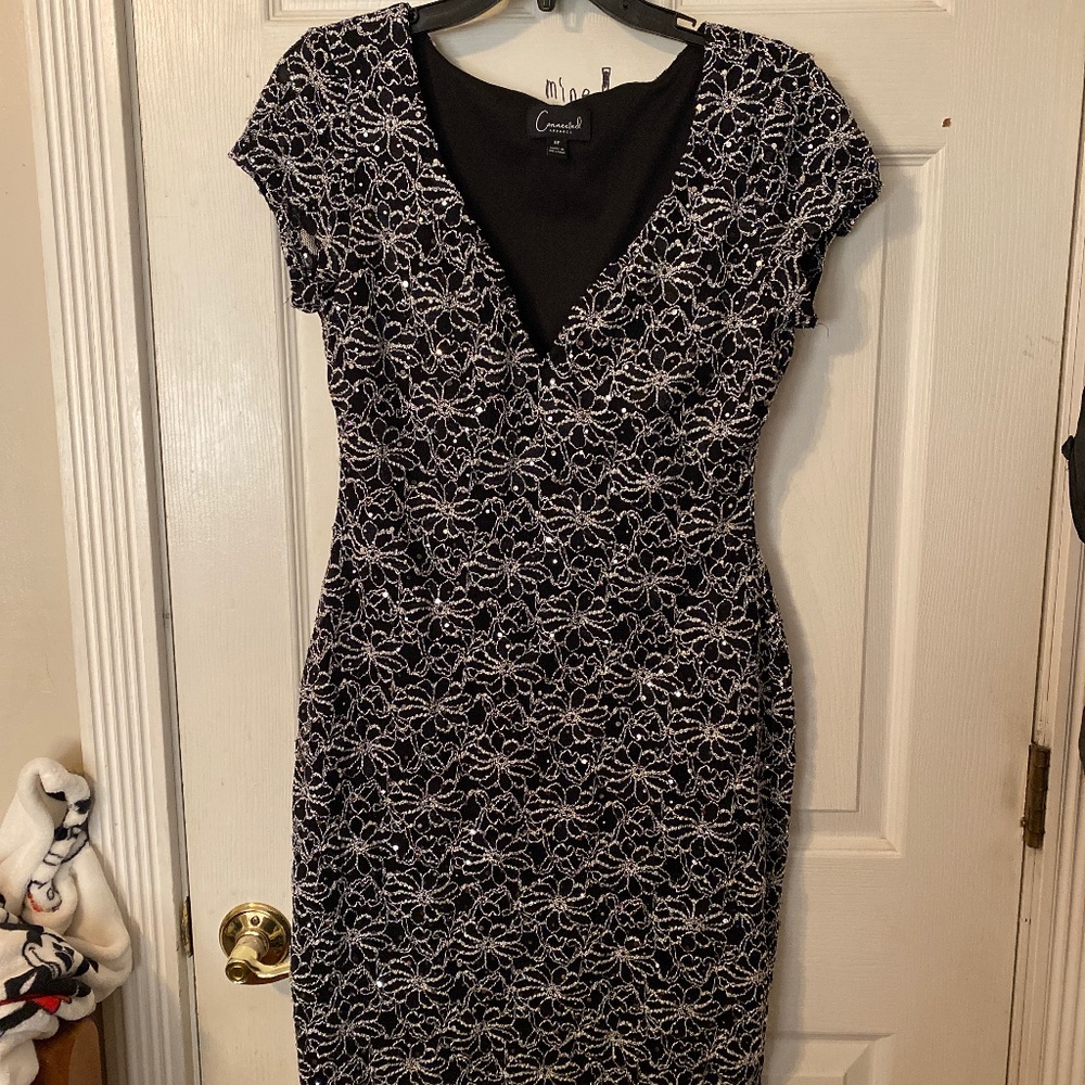 8P Laced Black and Silver Dress